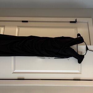 La Femme Black Ruched Maxi Dress